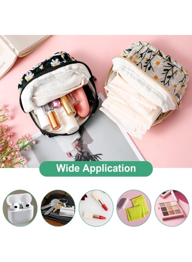LYNLYN 2PCS Embroidery Storage Pouches, Soft Cotton Zipper Bags for Personal Essentials, Portable Organizer for Women and Teen Girls - Image 2